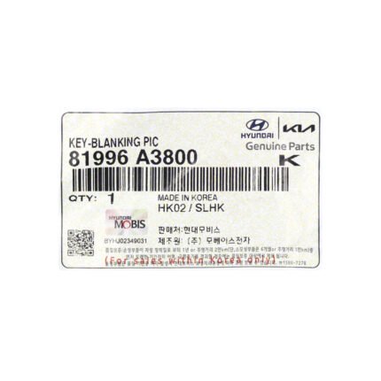 Kia Ray Genuine Smart Remote Key Blade 81996-A3800